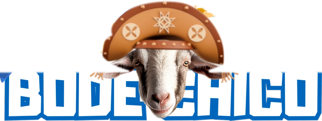 Bode Chico — logotipo com a cabeça do bode de chapéu de cangaceiro